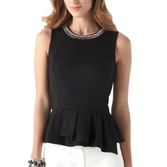 White House Black Market Tops - White House Black Market Peplum Ponte Sleeveless Necklace Bodice Top NWT